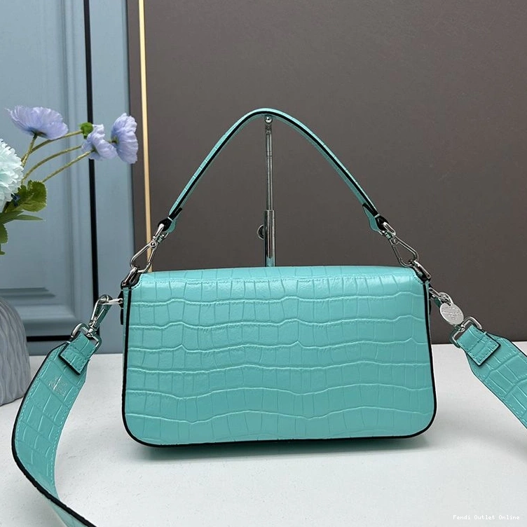 Cheap In Crocodile Fendi Re-Edition Bag Leather Sky Blue Medium Baguette 0724